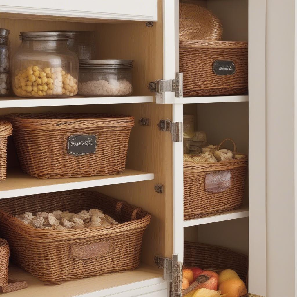 Wicker Kitchen Cabinet Baskets in Different Styles and Sizes