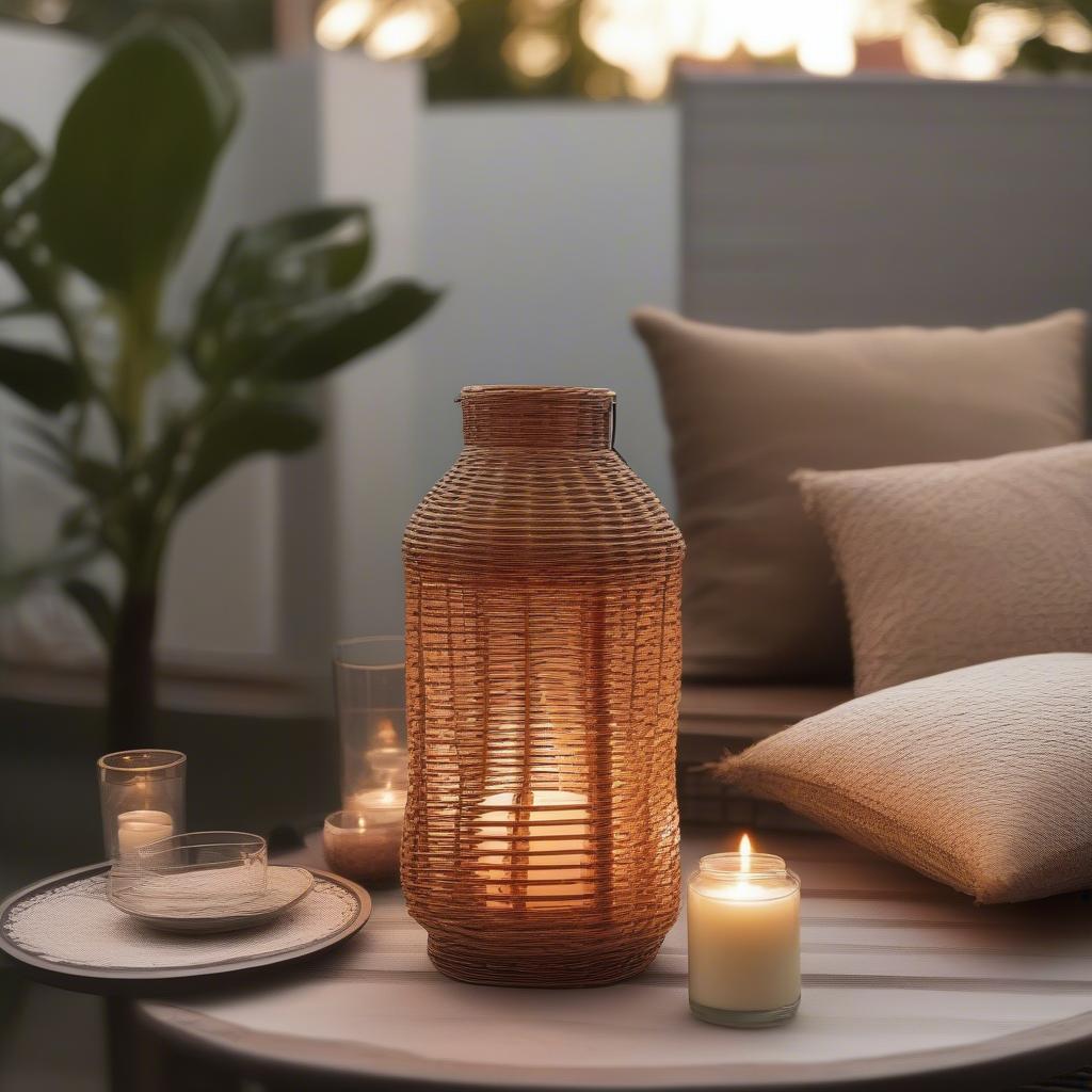 Wicker Lantern in an Ambient Setting