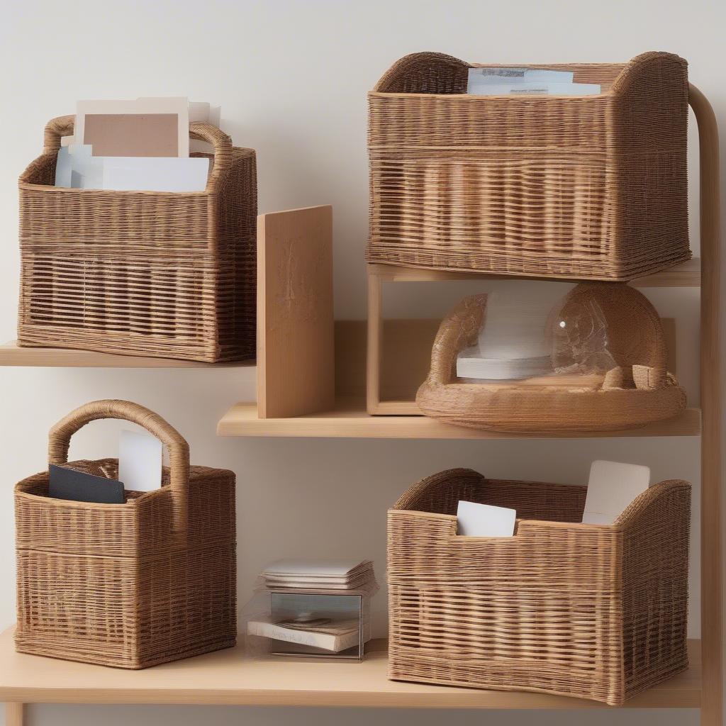 A person browsing wicker letter holders on a website, illustrating the ease of online shopping.