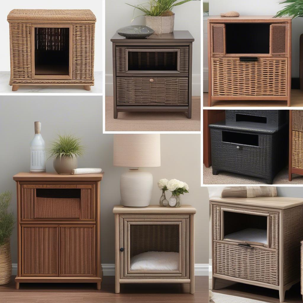 Different Styles of Wicker Litter Box Cabinets