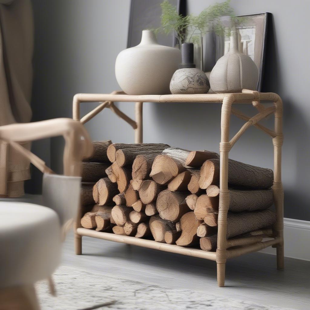 Styling a Wicker Log Holder in Different Interiors