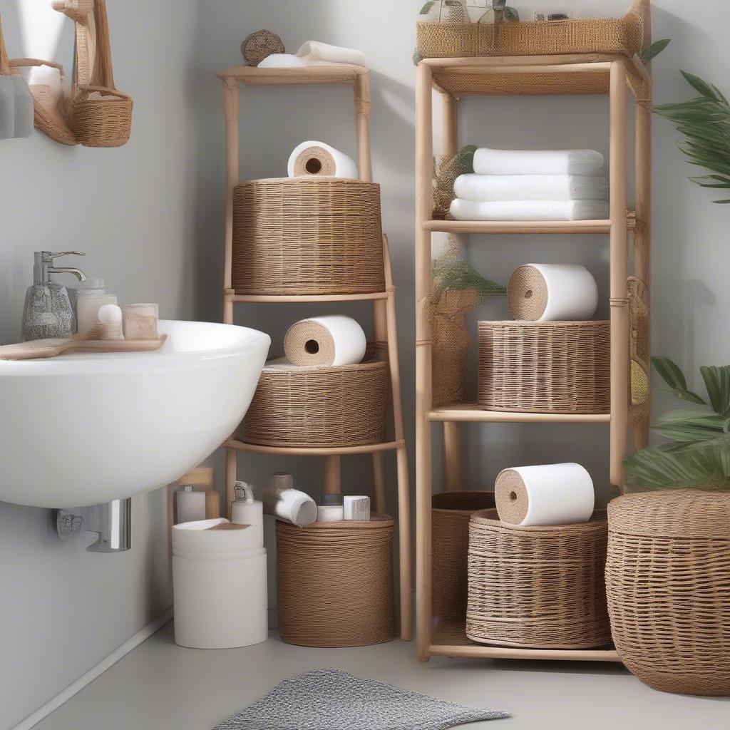 Wicker Loo Roll Storage in a Bathroom Setting