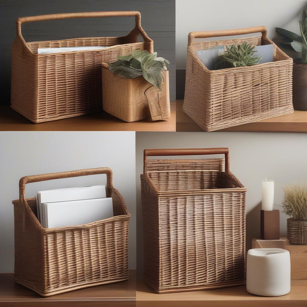 Different Styles of Wicker Magazine Holders in Various Home Decor Settings