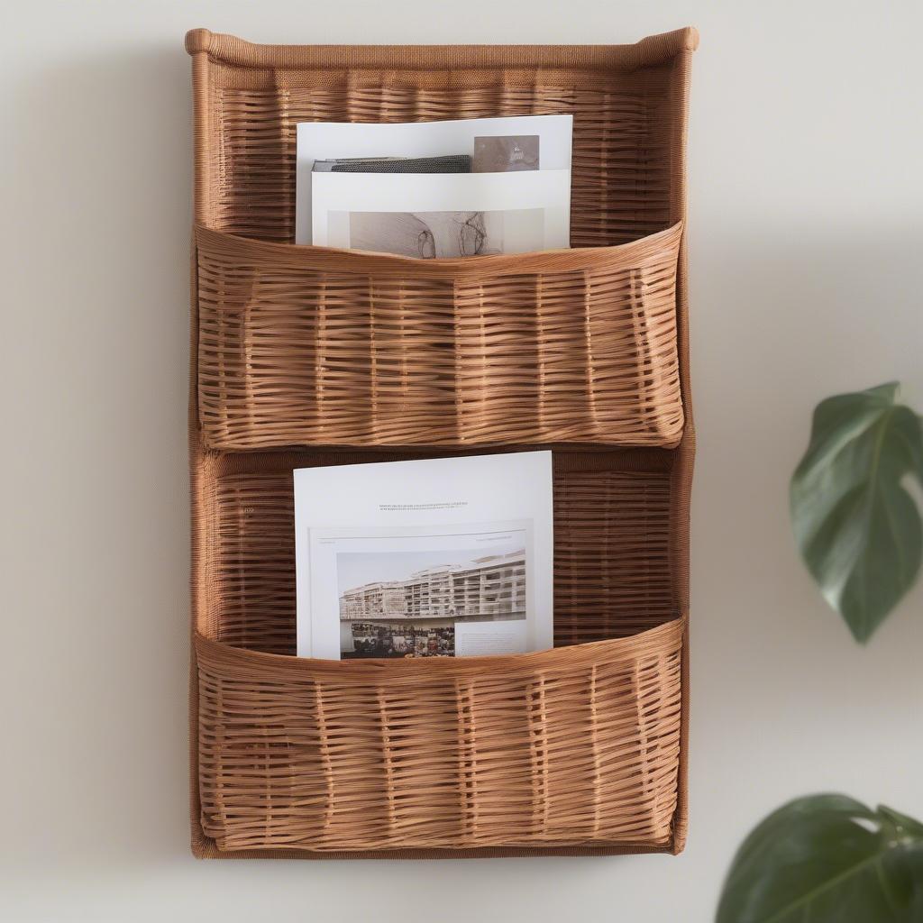 3 Pockets Hanging Wicker Magazine Organizer