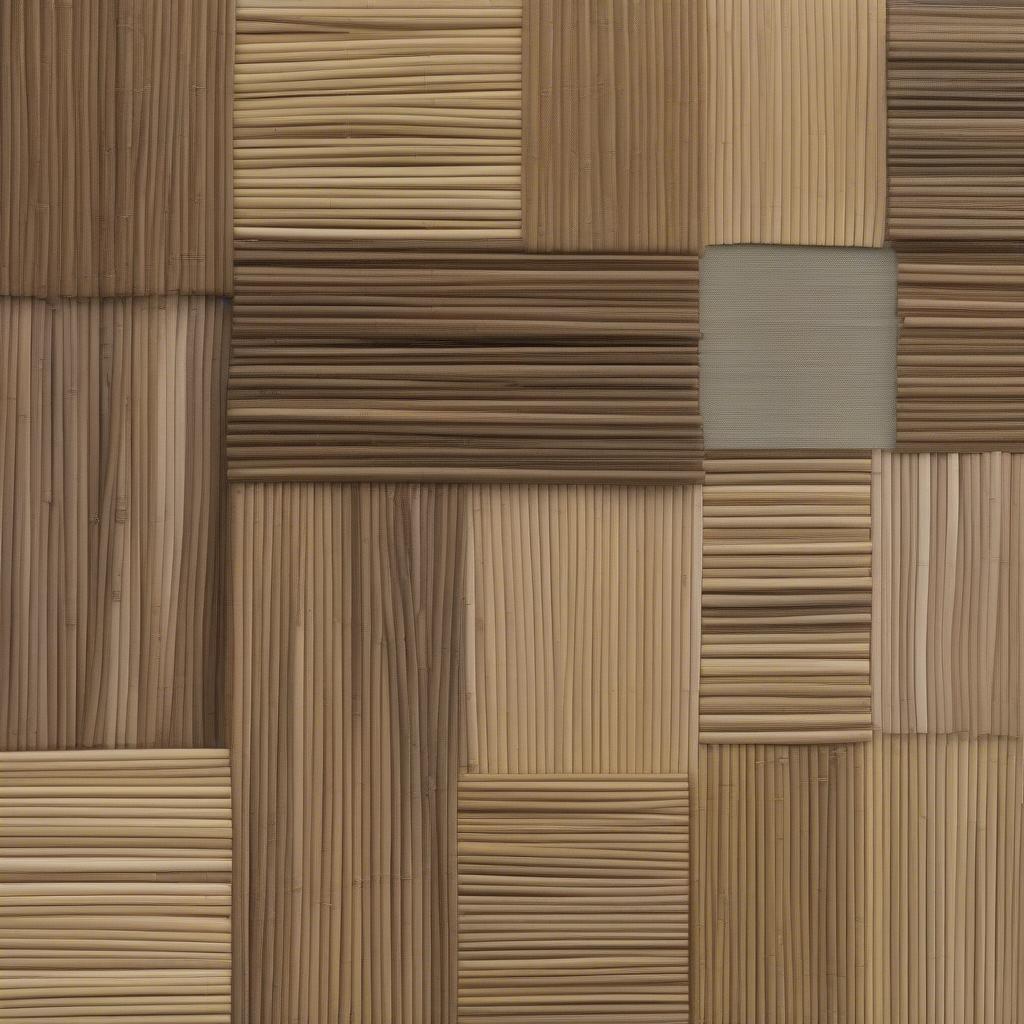 Close-up of different wicker materials - rattan, willow, bamboo, and seagrass - showcasing their unique textures and colors.