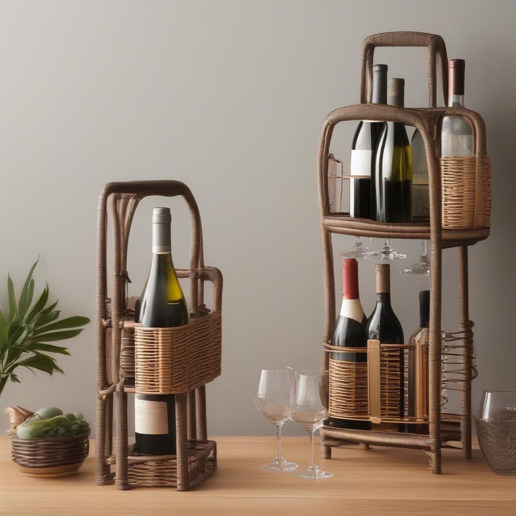 Different Styles of Wicker and Metal Double Wine Holders