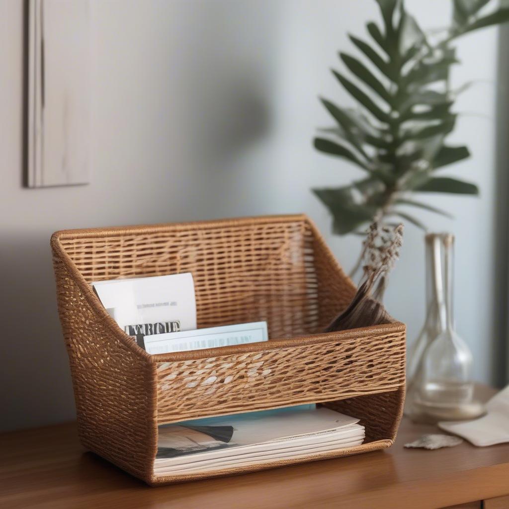 Ideas for placing a wicker metal magazine holder in different rooms