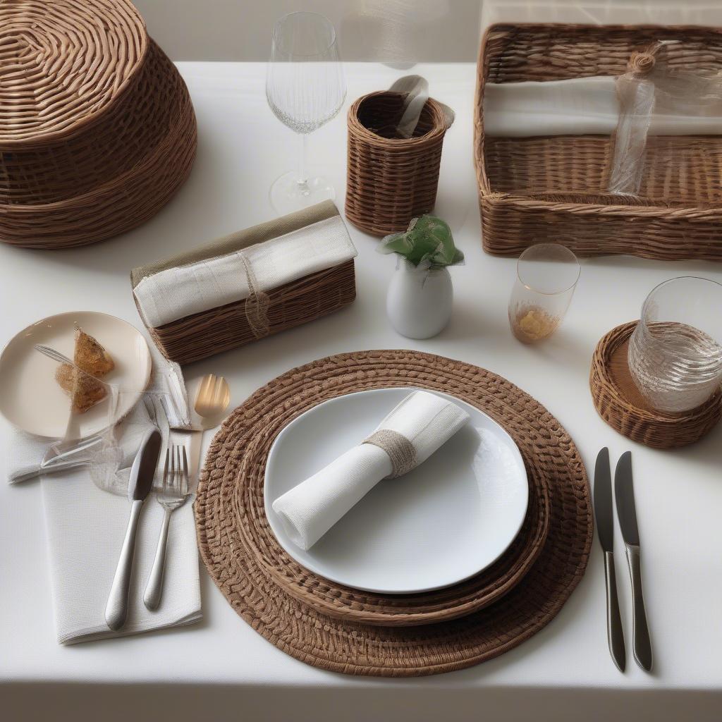 Wicker Napkin Holder in a Table Setting