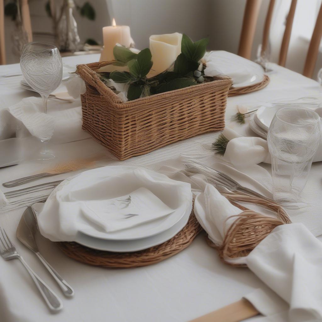 Wicker Napkin Holder Table Setting