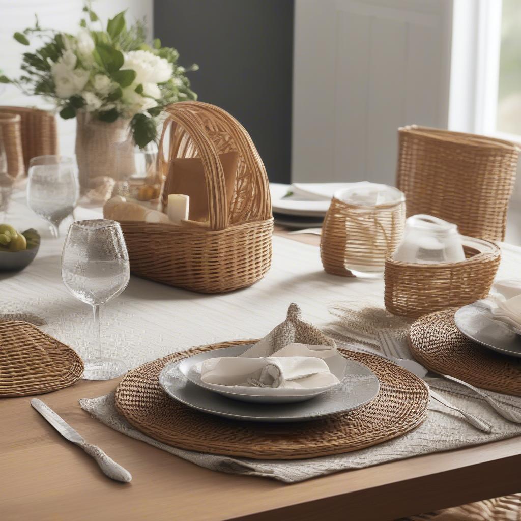 Wicker Napkin Holder in a Table Setting