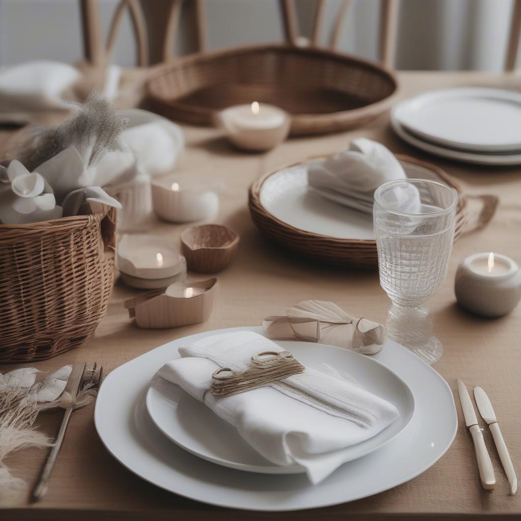 Wicker Napkin Holder on a Table Setting