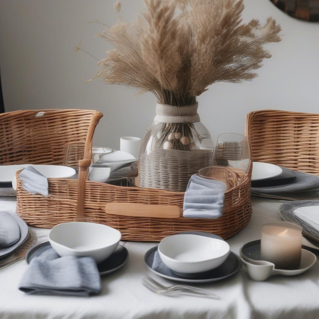 Wicker Napkin Holder in a Table Setting