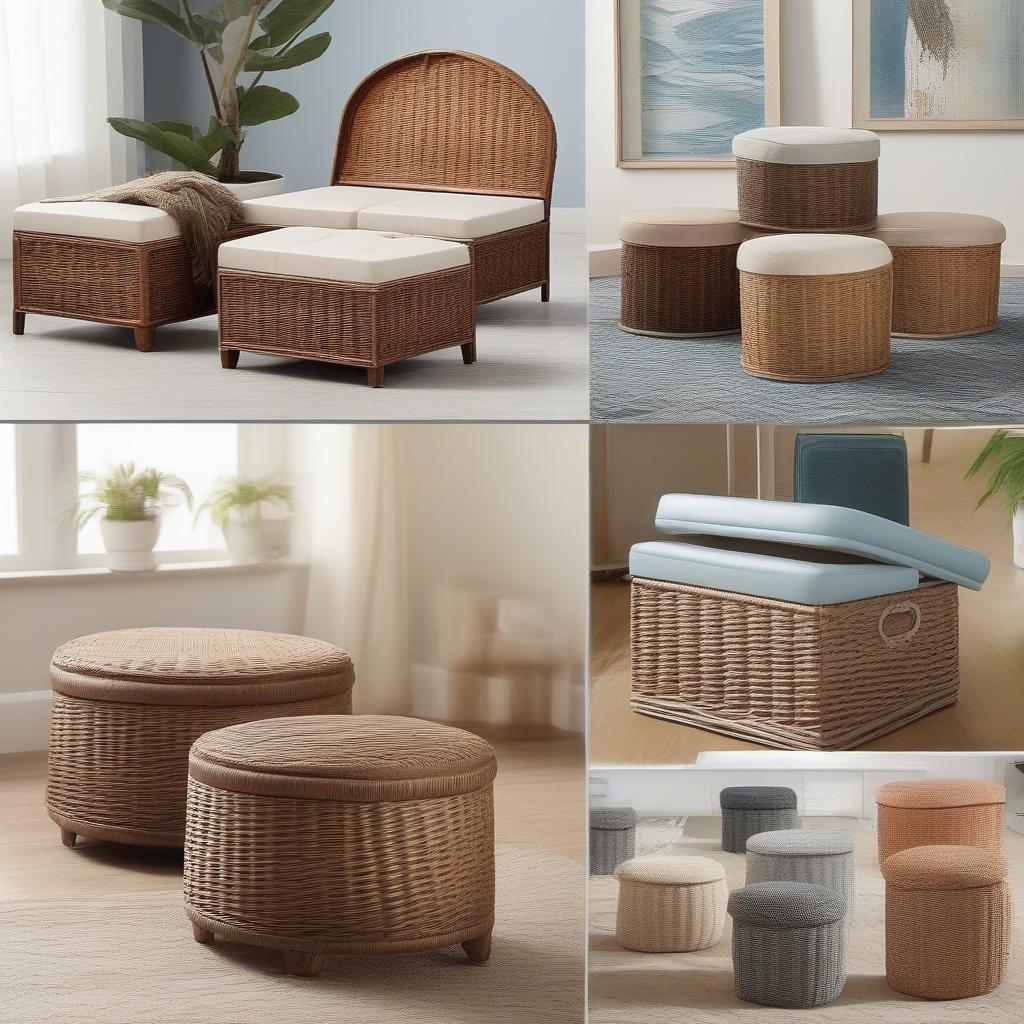 Wicker Ottomans in Diverse Interior Design Styles