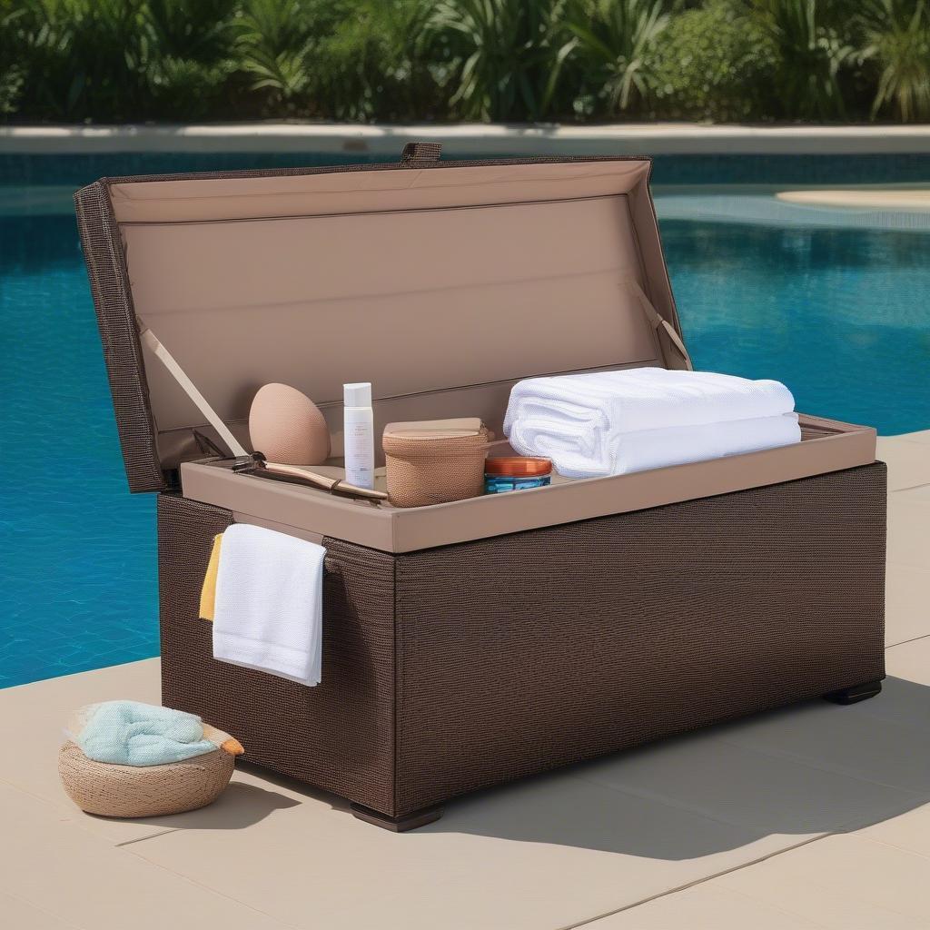 Wicker Ottoman Poolside