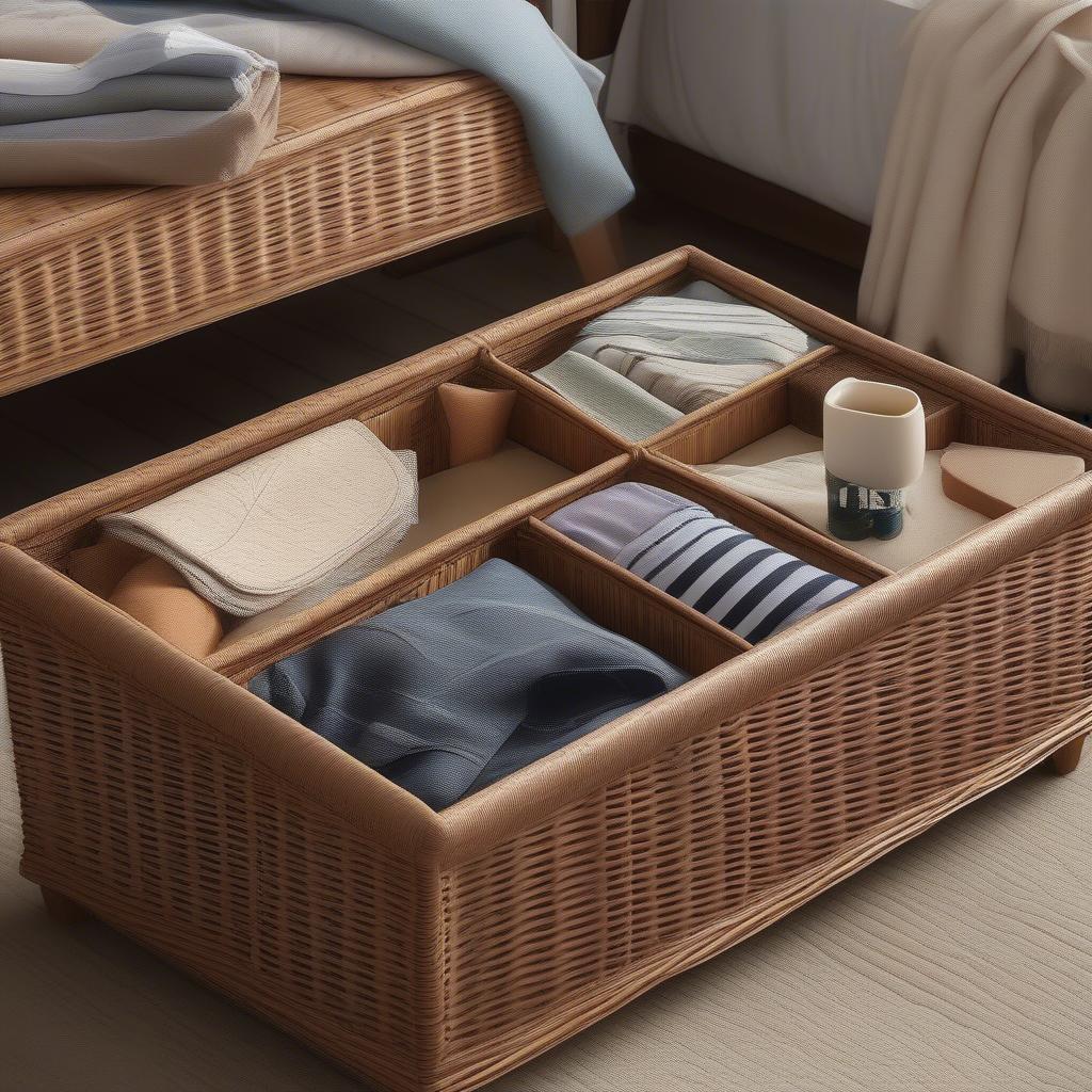 Wicker Ottoman Storage Organization Ideas