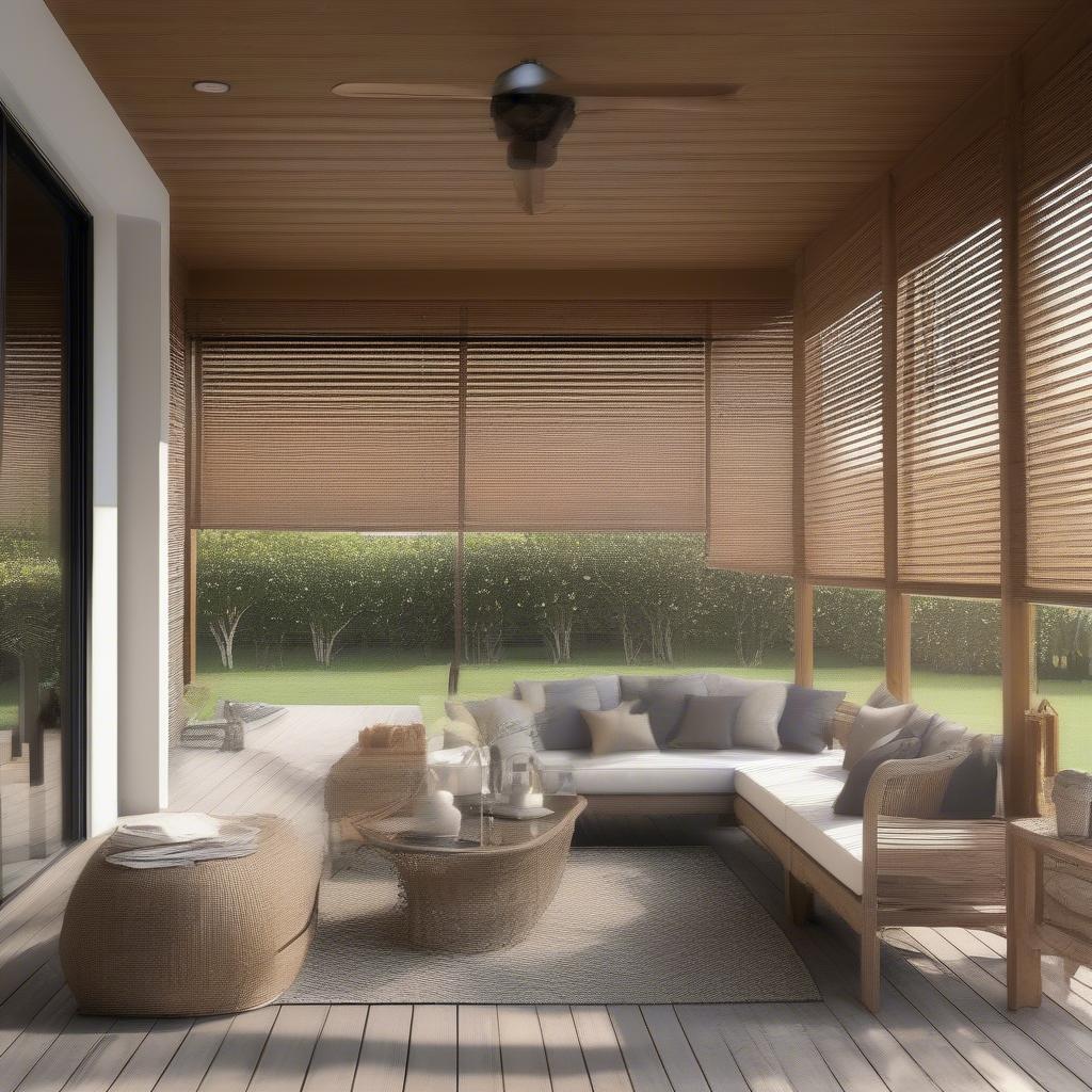 Benefits of wicker outdoor blinds highlighting sun protection, privacy, and aesthetic appeal.