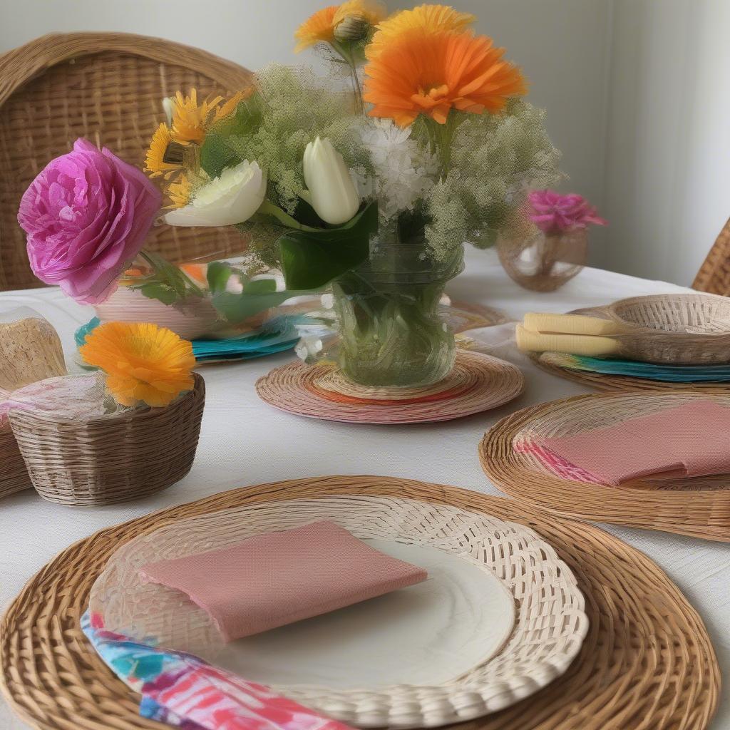 Stylish Wicker Paper Plate Holder Table Setting