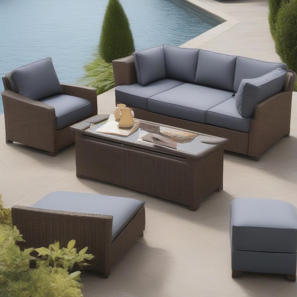 Different Sizes and Styles of Wicker Patio Furniture with Cushion Storage