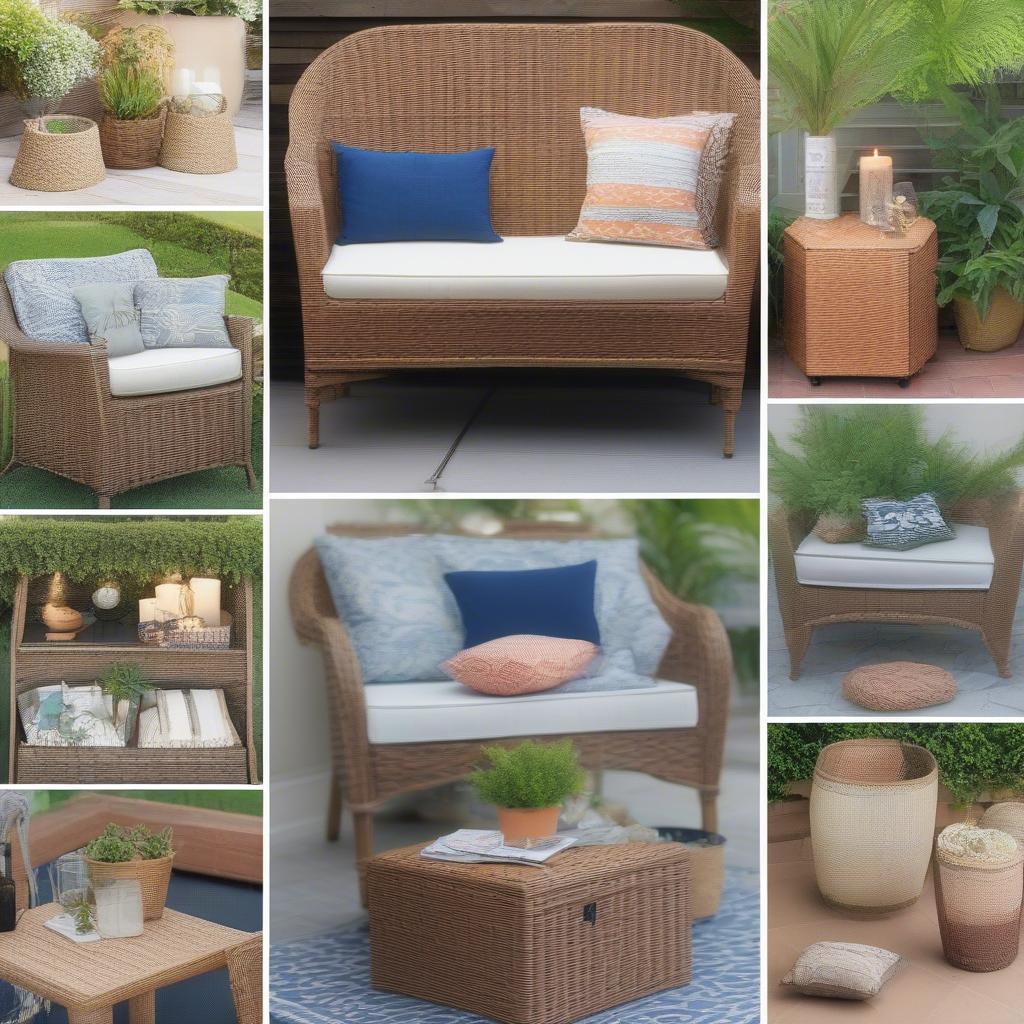 Wicker Patio Storage Side Table Decor Ideas