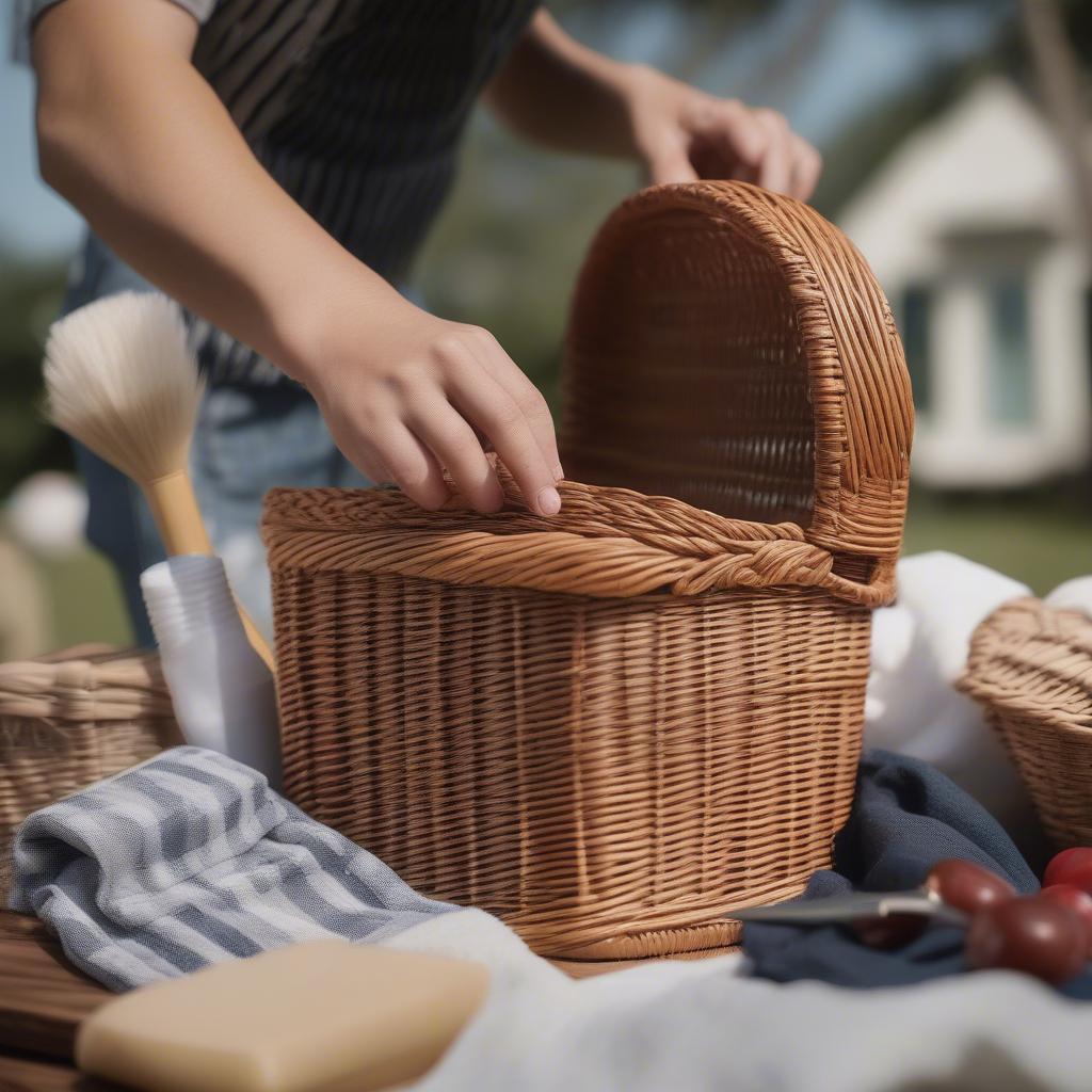 Cleaning and Maintaining a Wicker Picnic Basket Wine Holder