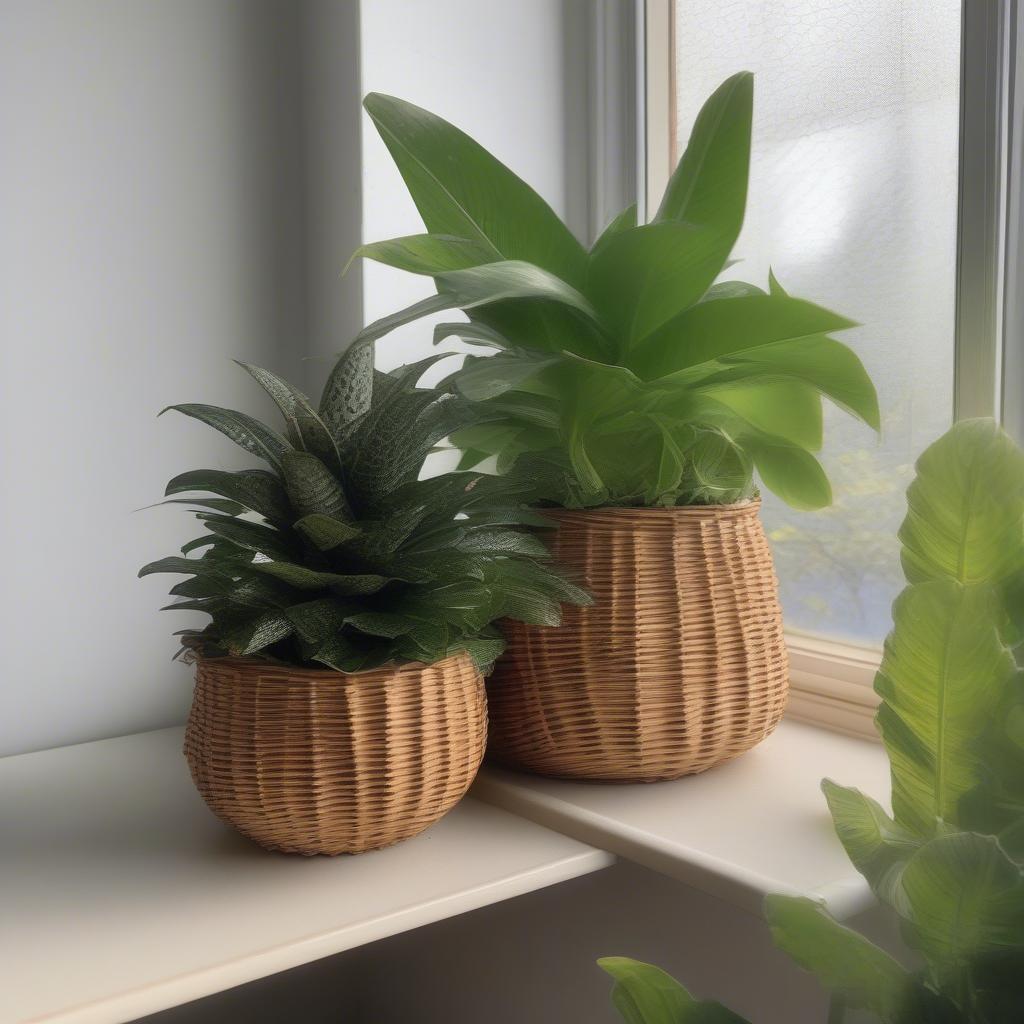 Wicker Pineapple Basket Used as a Planter