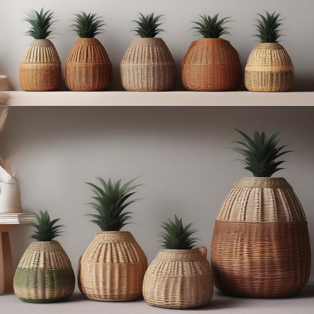 Various Wicker Pineapple Baskets