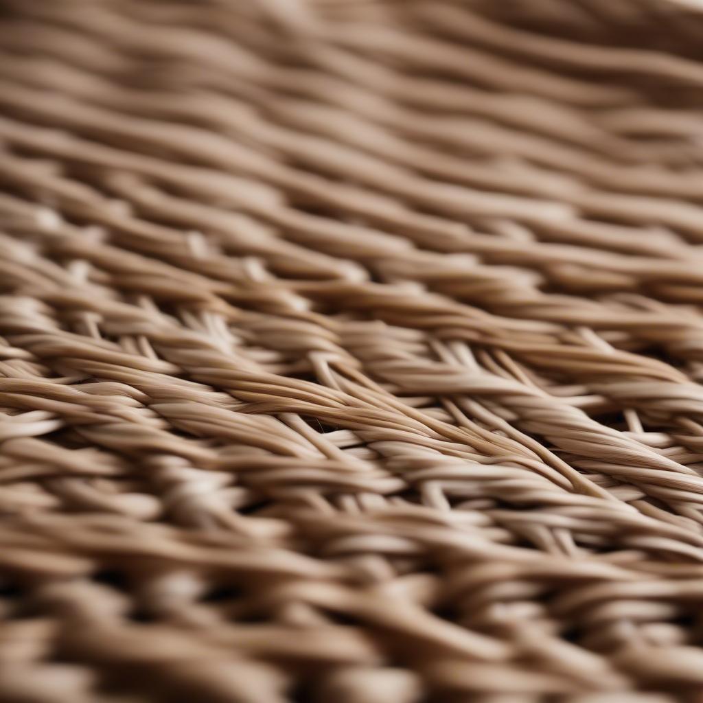 Close-up view of a wicker placemat highlighting its intricate texture.