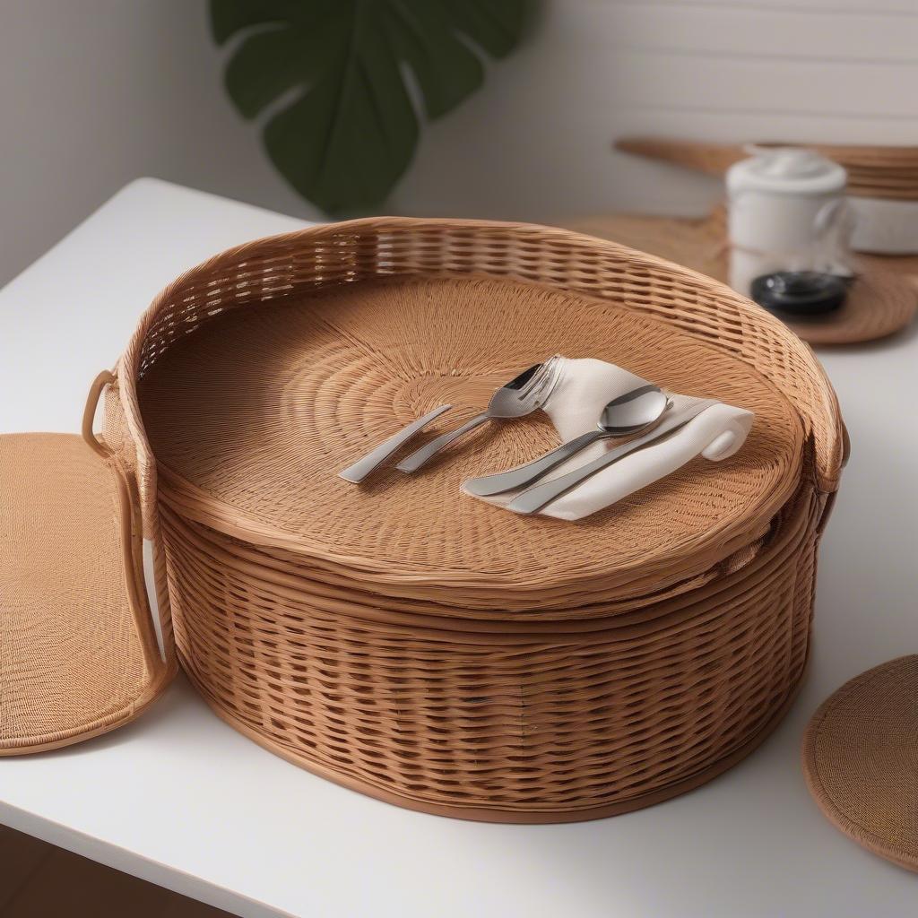 Wicker Placemats in a Wicker Storage Case