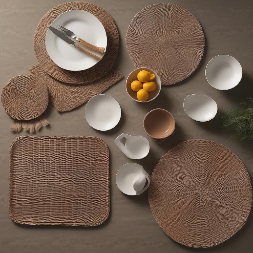 Wicker Placemat Shapes and Sizes