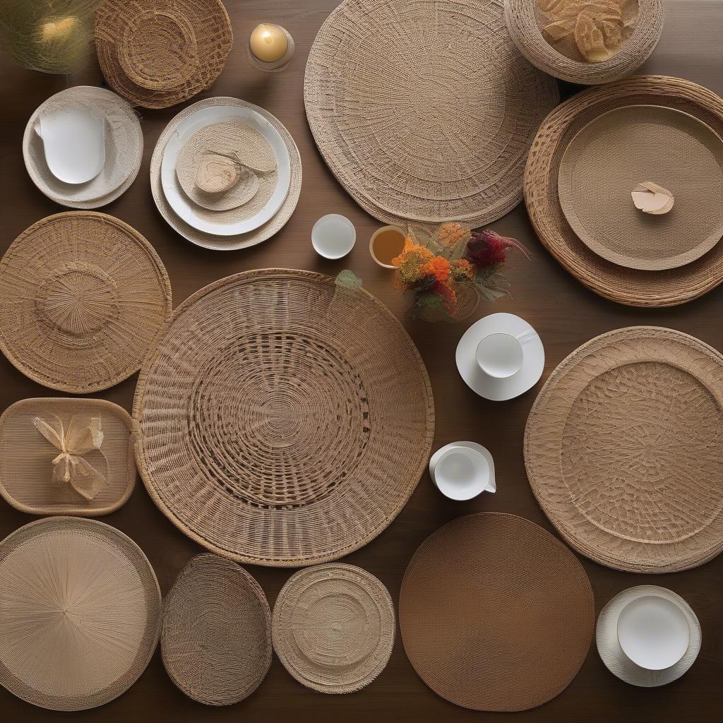 Wicker Placemats and Chargers in Various Styles and Sizes