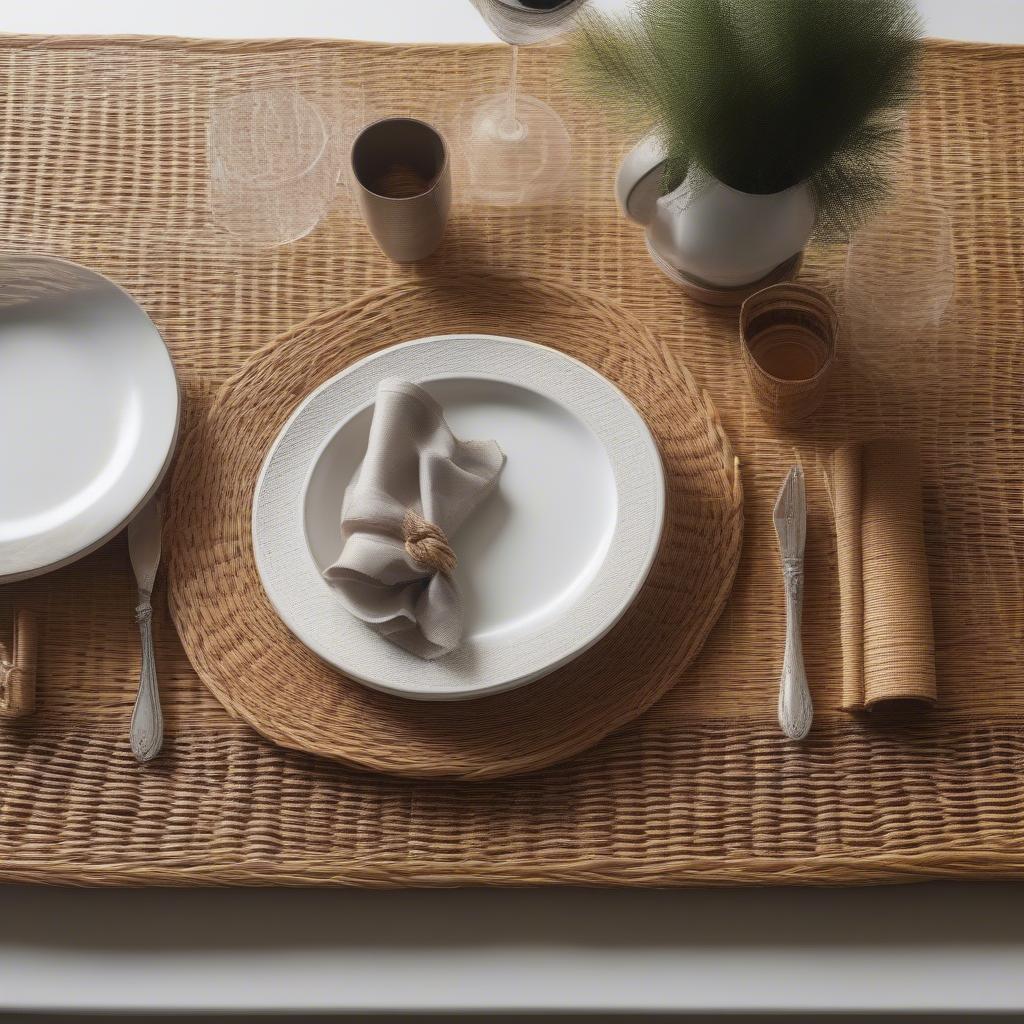 Wicker Placemats on a Dining Table