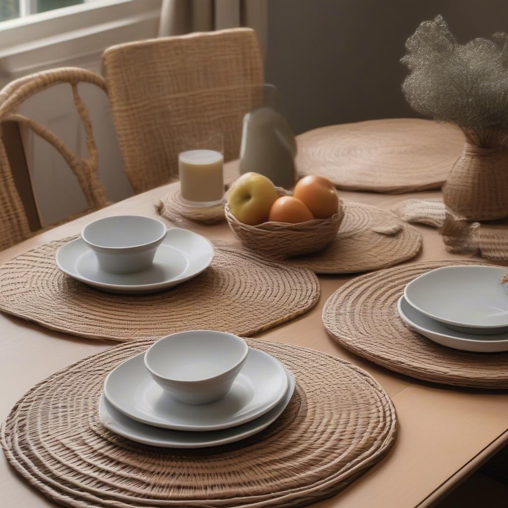 Wicker Placemats on a Dining Table