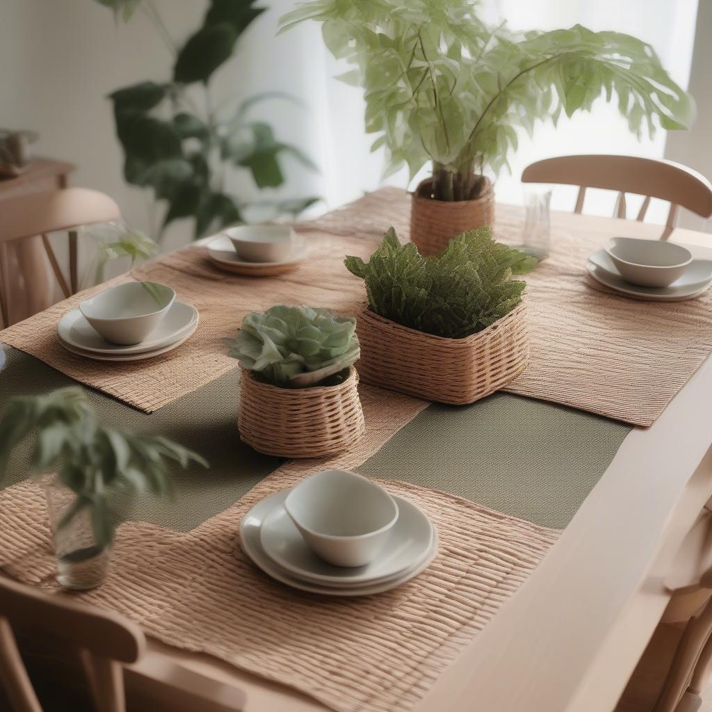 Wicker Placemats on an Eco-Friendly Dining Table