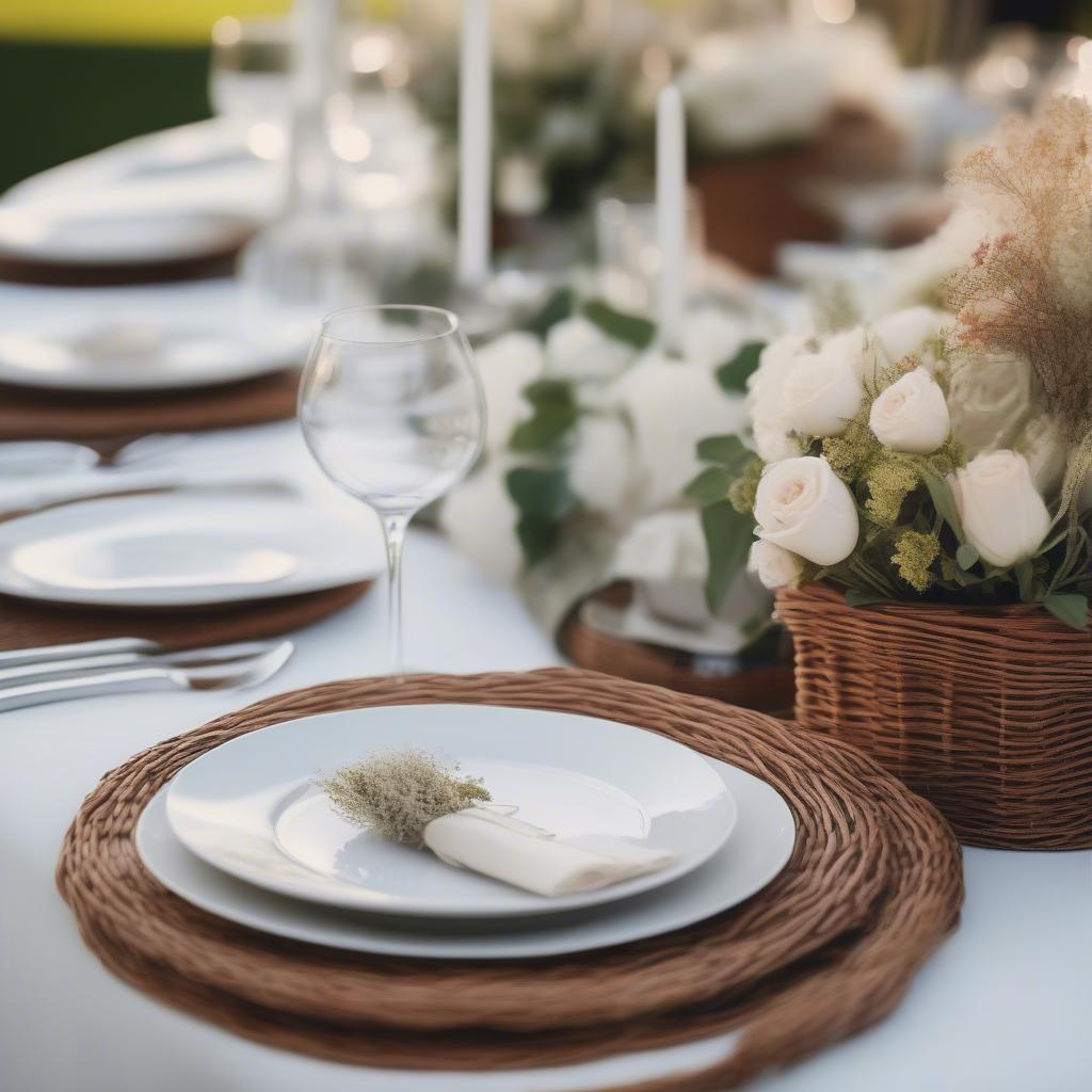 Wicker Placemats on an Event Table Setting