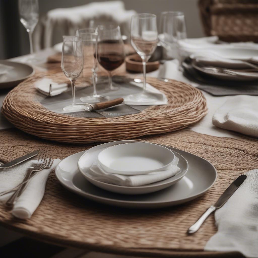 Wicker Placemats on a Table Setting