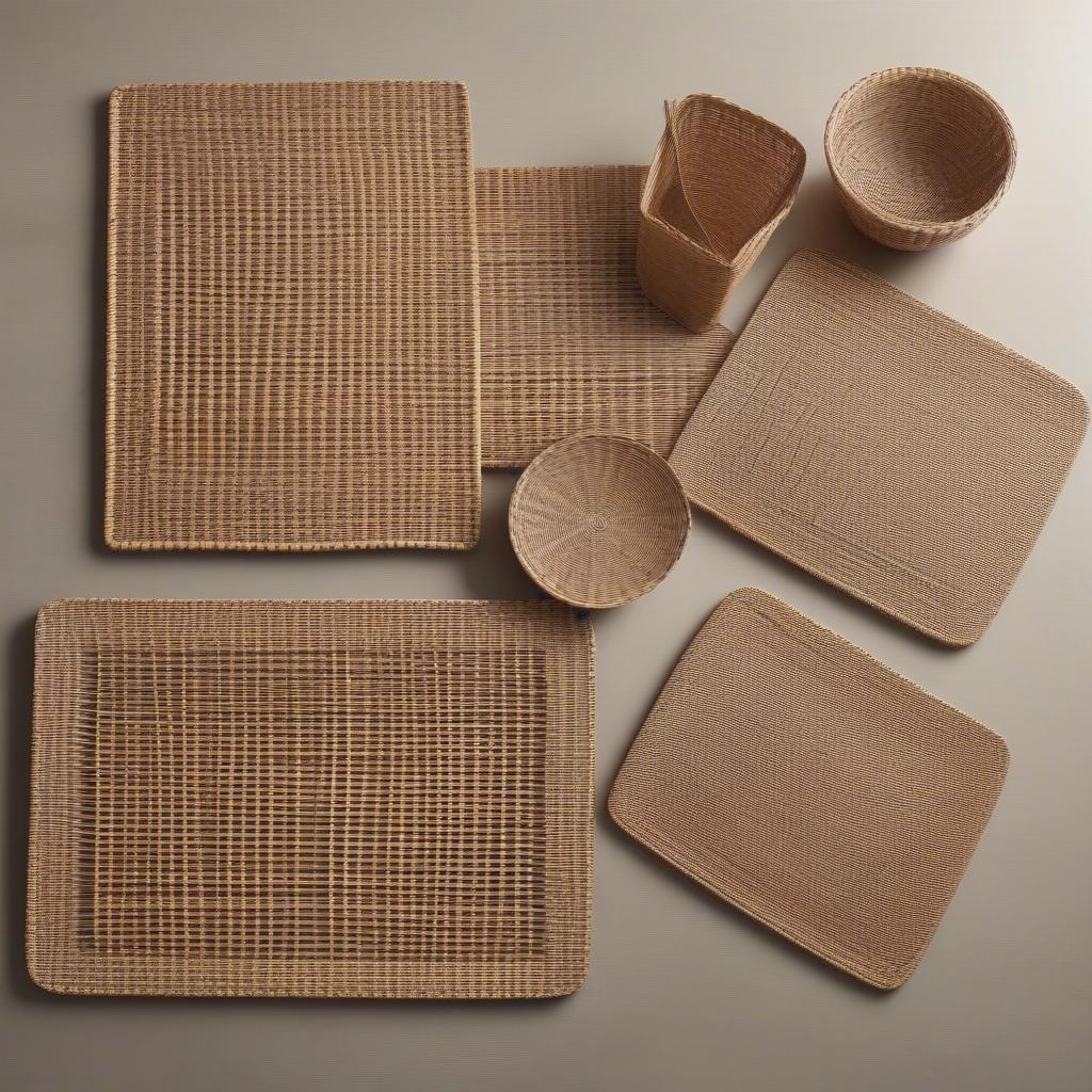 Different sizes of rectangular wicker placemats