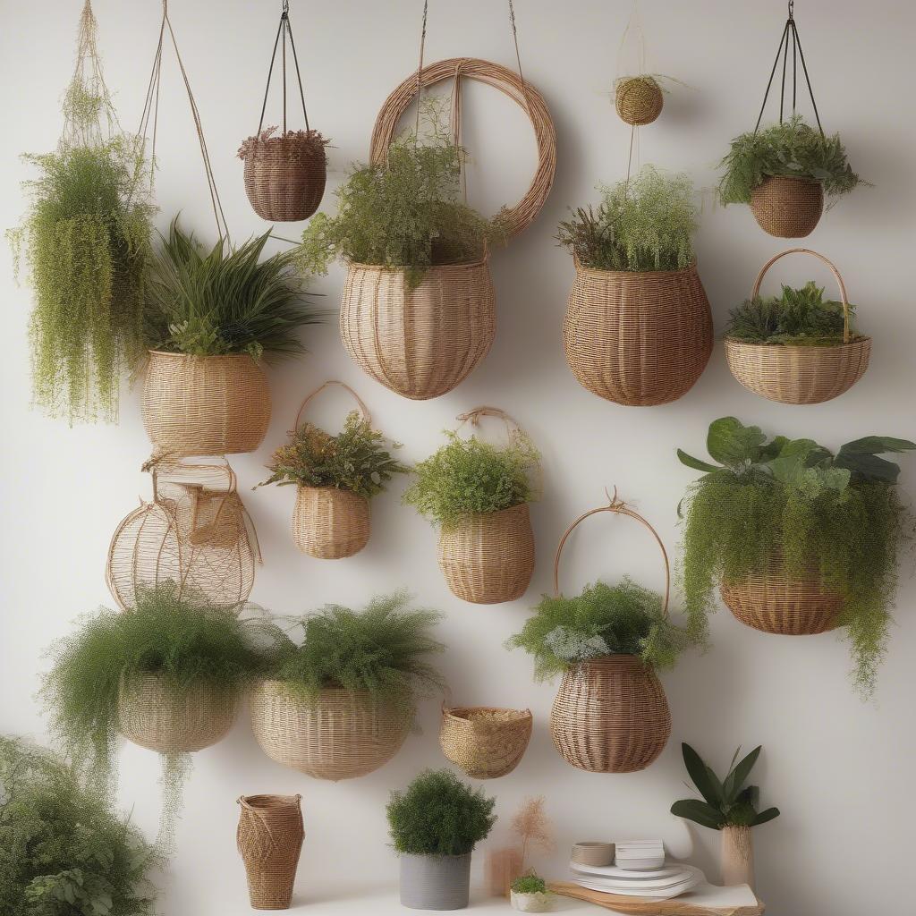 Various Wicker Plant Holders