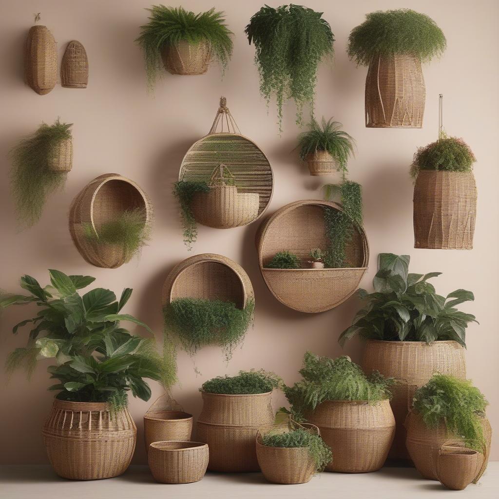 Variety of Wicker Plant Holders