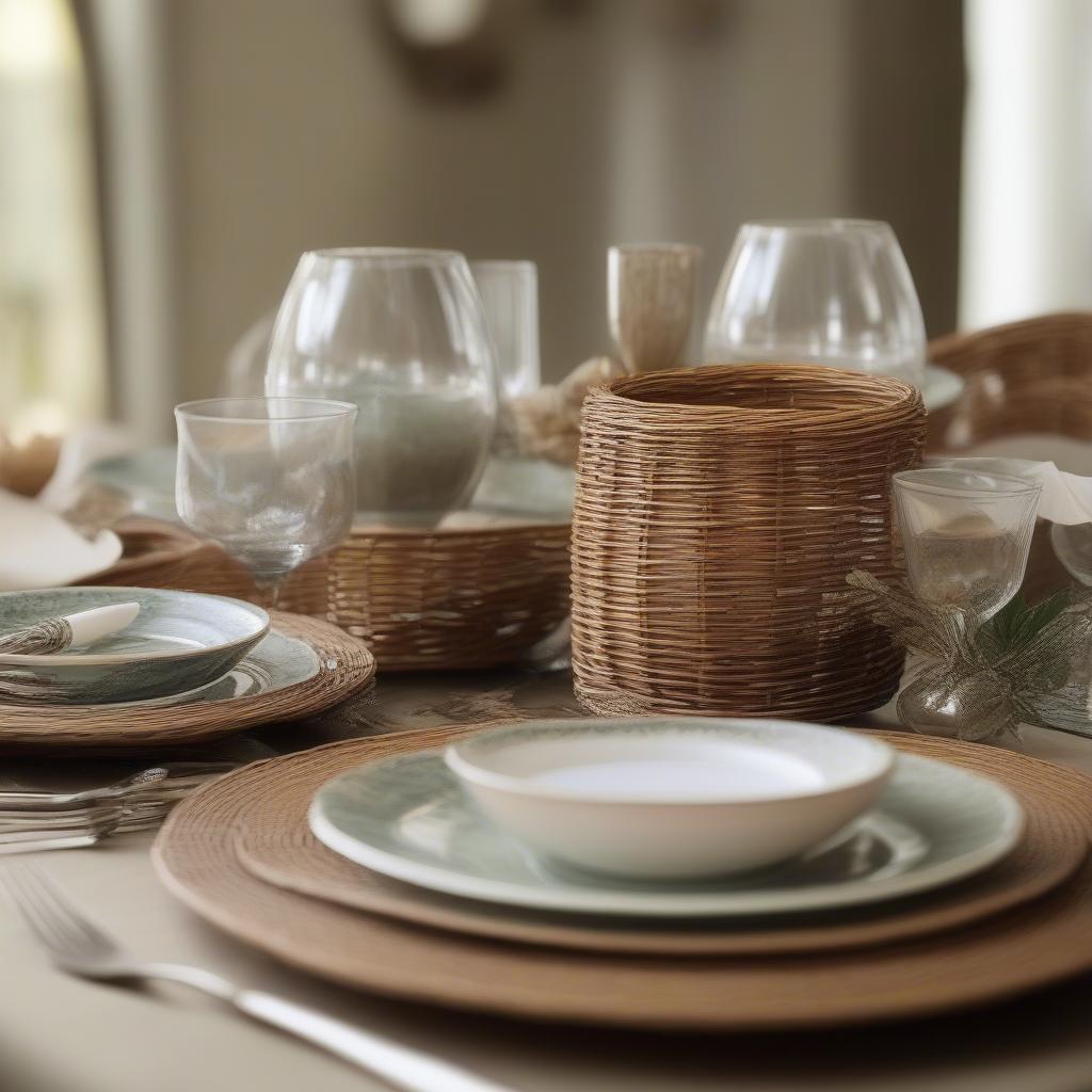 Wicker Plate Holder Table Setting