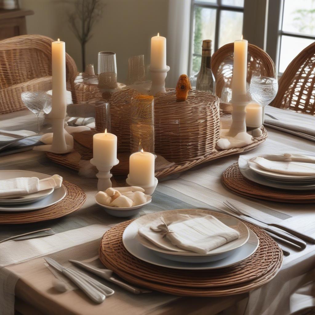 Wicker Plate Holders on a Table Setting