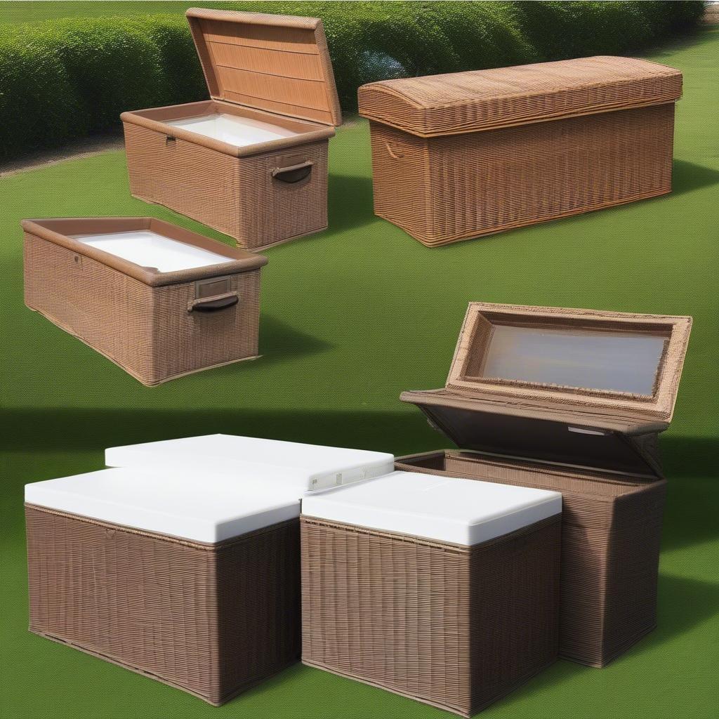 Various Sizes of Wicker Pool Storage Boxes