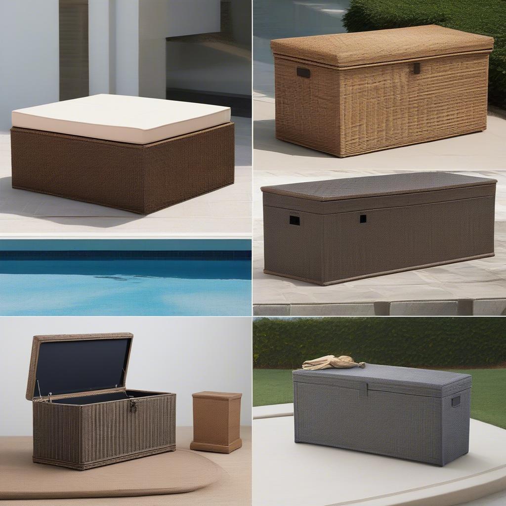 Different Styles of Wicker Pool Storage Chests