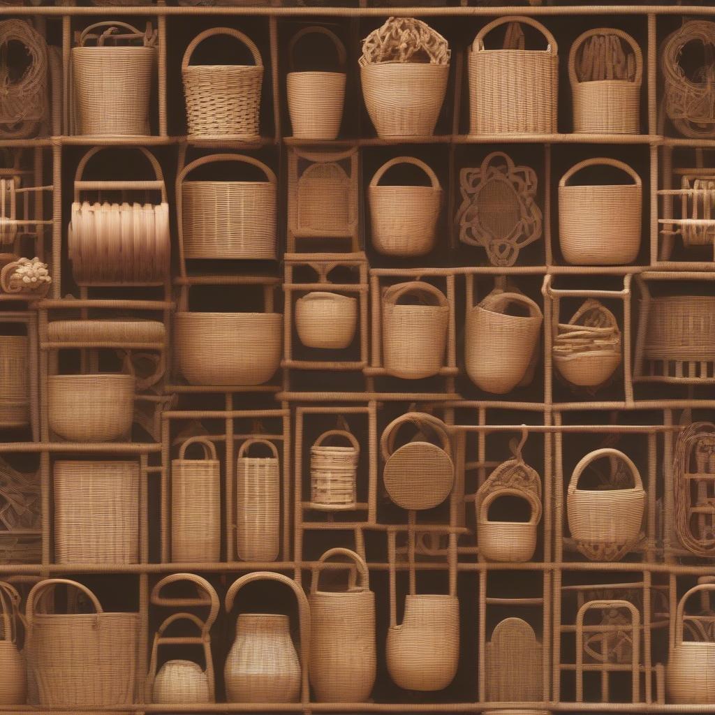 Various wicker pot holders showcasing different shapes, sizes and weaving patterns