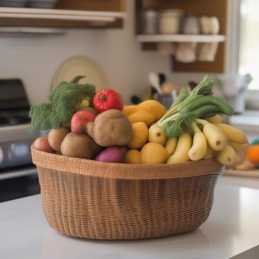 Kouboo Wicker Basket on a Kitchen Counter