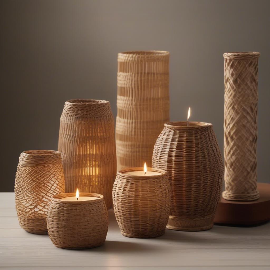 Wicker, Rattan, and Bamboo Candle Holders