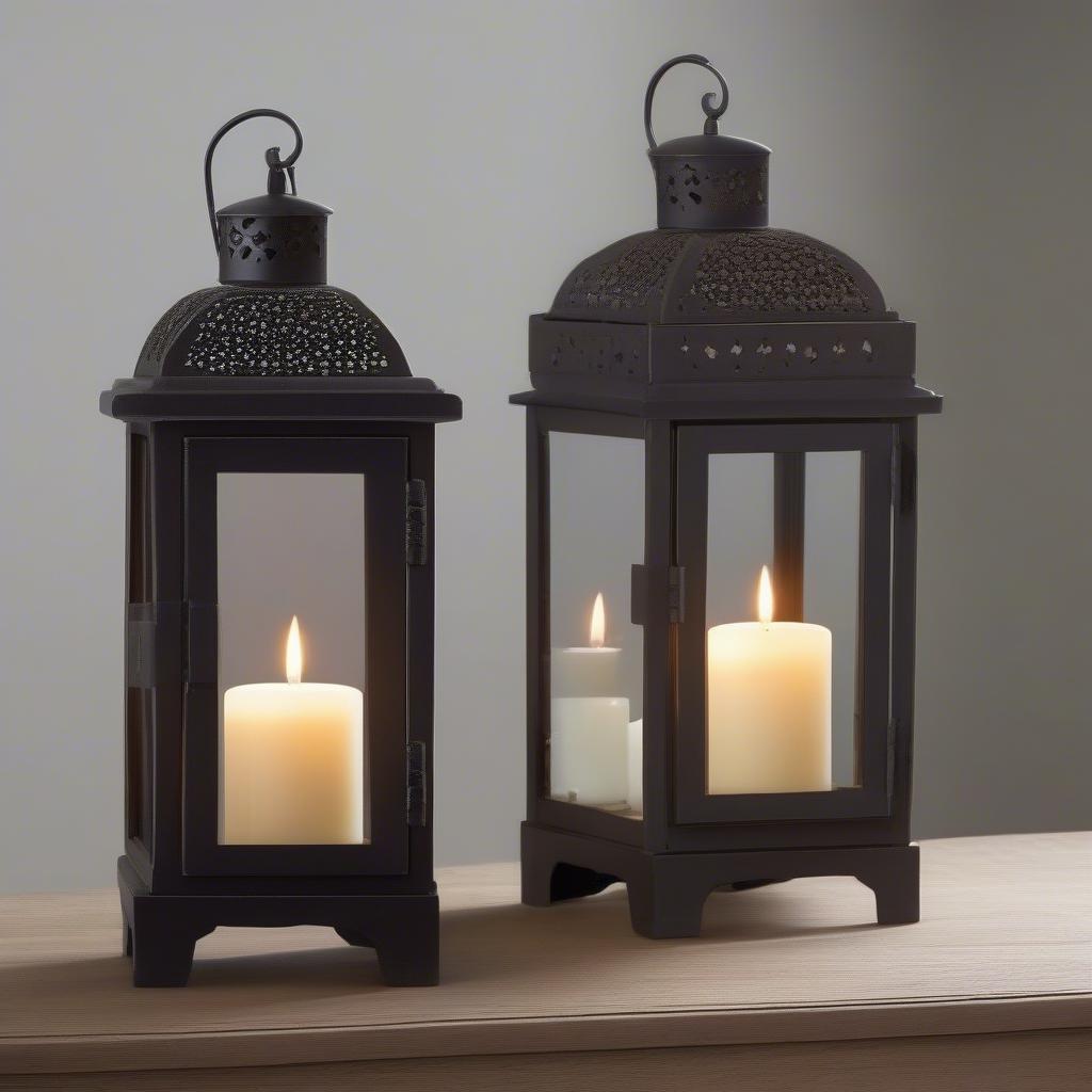 Wicker, rattan, and bamboo lantern candle holders incorporated into different home decor settings, showcasing their versatility and aesthetic appeal.