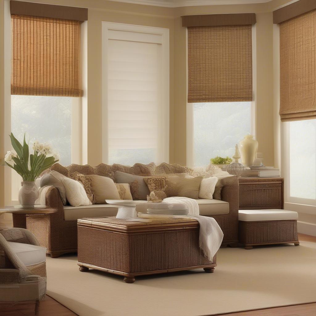 Various Styles of Wicker, Rattan, and Bamboo Window Shades