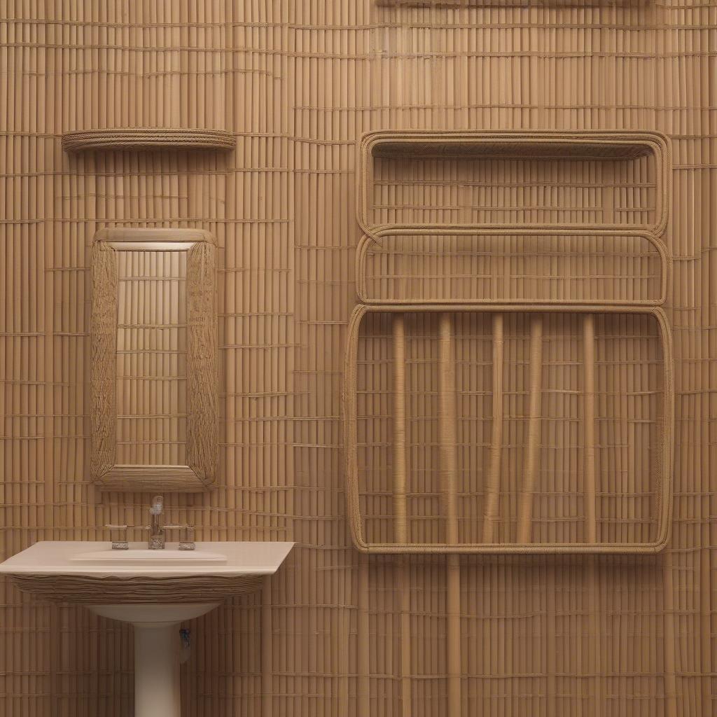 Close-up of Wicker and Rattan Materials Used in Bathroom Cabinets