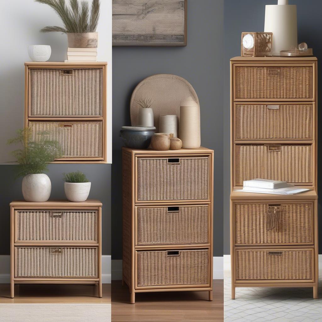 Different Styles of Wicker Rattan File Cabinets