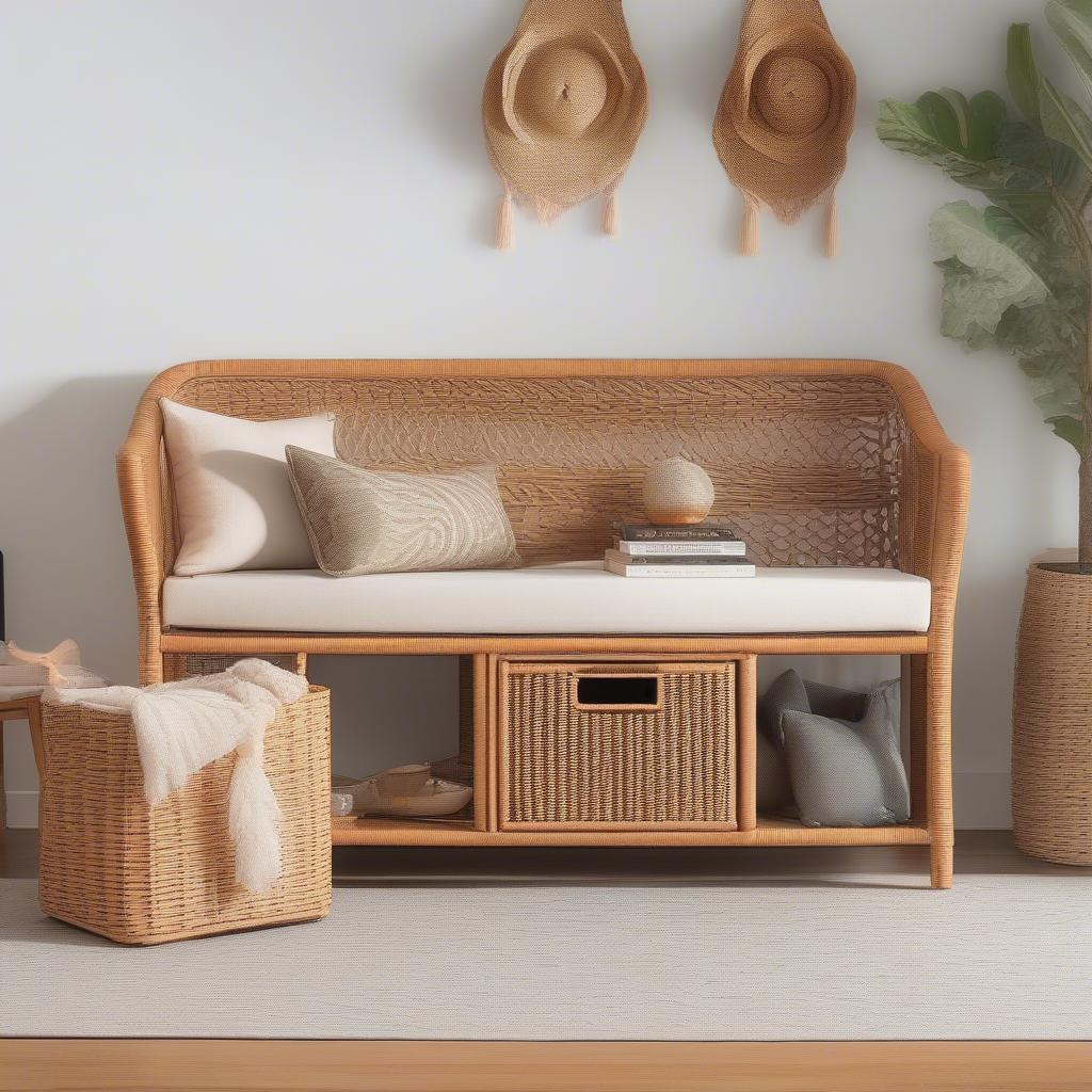 Decorating with a Wicker Rattan Storage Bench